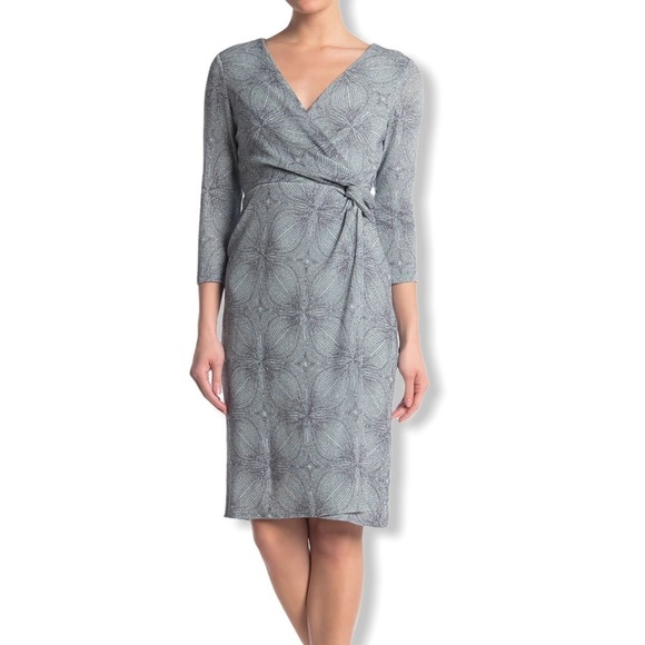 MARINA Surplice Neck Arctic Blue Glitter Dress - Picture 1 of 9